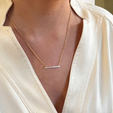 18kt White Enamel & Diamond Bar Necklace