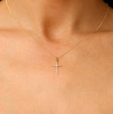 Sainte ~ 14kt Gold and diamond Cross necklace