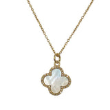 14kt Mother Of Pearl Diamond Clover