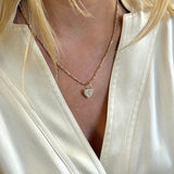 14kt Ombre Diamond Cut Chain w/ Diamond Heart