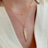 14kt Gold & Diamond Brushed Dagger/Spike