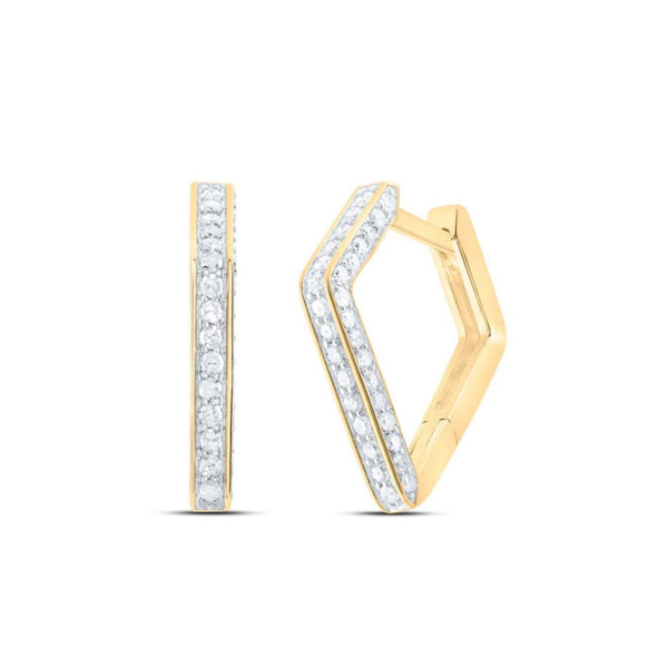 14kt Gold Diamond V Huggie Hoops