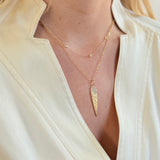 14kt Gold & Diamond Brushed Dagger/Spike