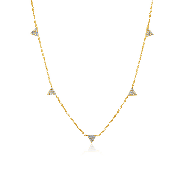 14kt Gold Diamond Triangle Necklace
