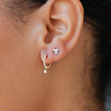 Diamond Huggie With SOLITAIRE DIAMOND DANGLE