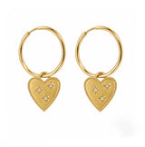Golden Heart Dangle Earring