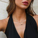 18kt White Enamel & Diamond Bar Necklace