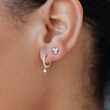 Diamond Huggie With SOLITAIRE DIAMOND DANGLE