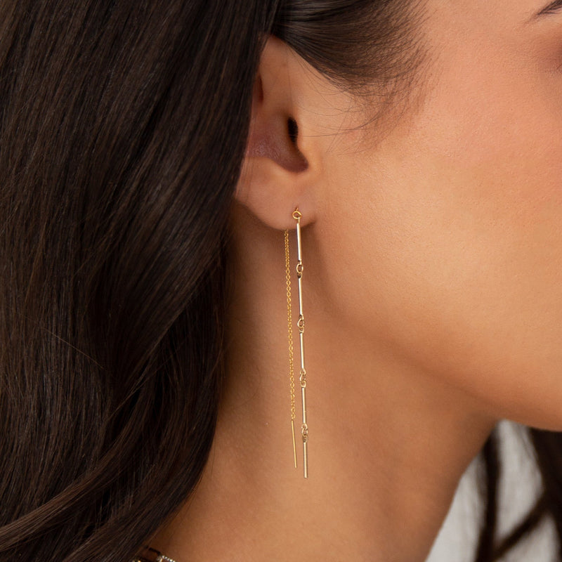 Golden Bar Threader Earring