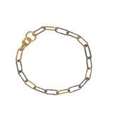 Two-tone gold and silver chain bracelet on a white background