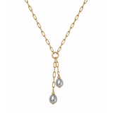 Duo Pearl Lariat - Grey Pearl