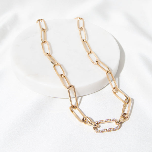 Friendship Necklace w/14kt gold and diamond enhancer/carabiner