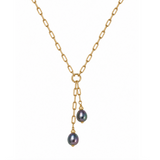 Duo Pearl Lariat - Peacock Pearl