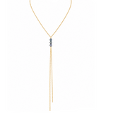 Trio Pearl Drop Lariat - Peacock