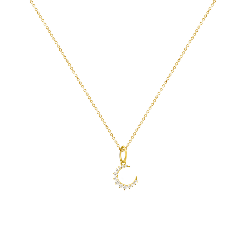 14kt Gold and Diamond Luna Moon Necklace