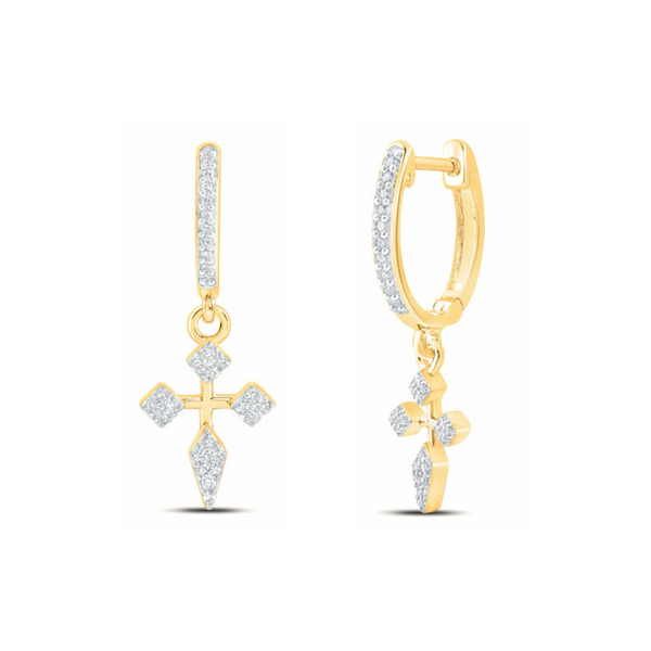 Diamond Cross Dangle Huggies